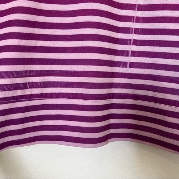 2/$30 Lane Bryant Purple Striped Floral Beaded Cold Shoulder Short Sleeve Top - Picture 5 of 11